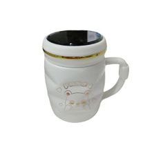 Baskı Dükkanı Ayna Kapaklı Beyaz Panda Desen Porselen Kupa