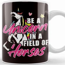 Baskı Dükkanı Be Unicorn in Field of Horses Magic Fantasy Motivation Kupa