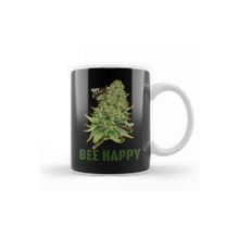 Baskı Dükkanı Bee Happy Cannabis Weed Marijuana Kupa Bardak