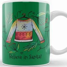 Baskı Dükkanı Believe In Santa Christmas Sweater Sketch Kupa Bardak