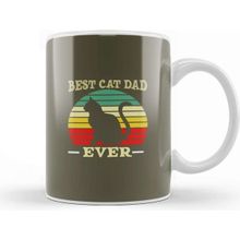 Baskı Dükkanı Best Cat Dad Ever Funny Cat Daddy Father Day Vintage 03 Kupa