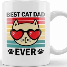 Baskı Dükkanı Best Cat Dad Ever Retro Design For Cats Lover Dads Aşk Kedi Kupa Bardak