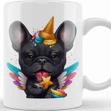 Baskı Dükkanı Black French Bulldog Ice Cream Unicorn Kupa