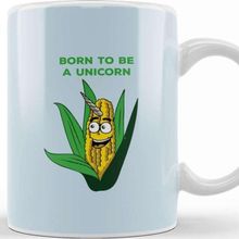 Baskı Dükkanı Born to Be a Unicorn Corn on the Cob Pun Kupa Bardak