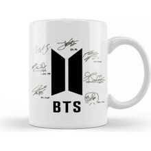 Baskı Dükkanı Bts ve Imzalar 01 Beyaz 330 ml Porselen Kupa