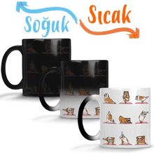 Baskı Dükkanı Bulldog Yoga Pug Köpek Kupa Bardak Porselen