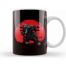Baskı Dükkanı Cat Samurai Japan Flag Kendo Ninja Warrior Sinobi Kupa Bardak