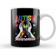 Baskı Dükkanı Colorful Autism Awareness Day Puzzle Ribbon Kupa