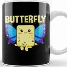 Baskı Dükkanı Cute Butterfly Stick of Butter With Wings Pun Kupa Bardak