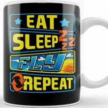 Baskı Dükkanı Cute Eat Sleep Fly Repeat Airplane Pilot Aviation Kupa