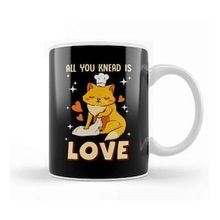 Baskı Dükkanı Cute & Funny All You Knead Is Love Cat Kneading Kupa Bardak