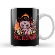 Baskı Dükkanı Cute Funny Satanic Hail Lucipurr Rainbow Goth Kitten Kupa
