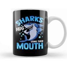 Baskı Dükkanı Cute Funny Sharks Hug Using Their Mouth Kupa