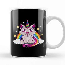 Baskı Dükkanı Cute Funny Unicorn Cat Rainbow Kitty Magical Kupa