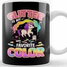 Baskı Dükkanı Cute Glitter is My Favorite Color Unicorn Rainbow Kupa