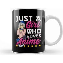 Baskı Dükkanı Cute Just A Girl Who Loves Anime Beyaz 330 ml Porselen Kupa