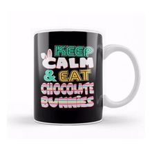 Baskı Dükkanı Cute Keep Calm & Eat Chocolate Bunnies Easter Beyaz 330 ml Porselen Kupa Bardak