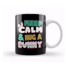 Baskı Dükkanı Cute Keep Calm & Hug A Bunny Easter Bunnies Beyaz 330 ml Porselen Kupa Bardak