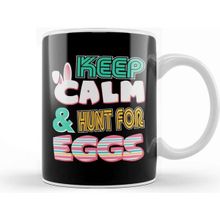 Baskı Dükkanı Cute Keep Calm & Hunt For Eggs Easter Bunny Beyaz 330 ml Porselen Kupa Bardak