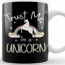 Baskı Dükkanı Cute Trust Me I'm A Unicorn Pun Obsessed Kid Beyaz 330 ml Porselen Kupa Bardak