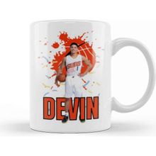 Baskı Dükkanı Devin Booker Vintage Aart Legend Basketball Gift Vintage Retro Style Beyaz Kupa Bardak