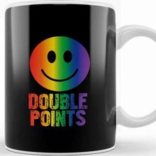 Baskı Dükkanı Double Points Smiley Face Beyaz 330 ml Porselen Kupa Bardak