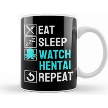 Baskı Dükkanı Eat Sleep Anime Repeat Hentai Ecchi Anime Gift Kupa Bardak