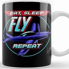 Baskı Dükkanı Eat Sleep Fly Repeat Airplane Pilot Aviation Pun Kupa Bardak