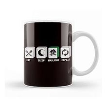 Baskı Dükkanı Eat Sleep Mahjong Player Mah-Jongg Tiles Board Game Chinese Beyaz 330 ml Porselen Kupa Bardak