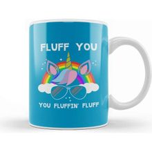 Baskı Dükkanı Fluff You You Fluffing Fluff Unicorn Beyaz 330 ml Porselen Kupa Bardak