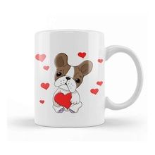 Baskı Dükkanı French Bulldog With Hearts Cartoon Pug Kupa