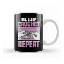 Baskı Dükkanı Funny Eat Sleep Crochet Repeat Cute Crocheting Kupa