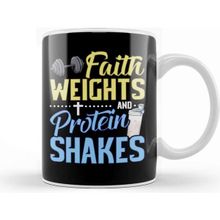 Baskı Dükkanı Funny Faith Weights And Protein Shakes Gym Workout Kupa