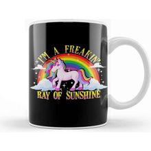 Baskı Dükkanı Funny I M A Freakin Ray Of Sunshine Unicorn Kupa