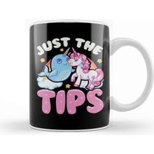 Baskı Dükkanı Funny Just The Tips Cute Narwhal Unicorn Pun Kupa