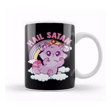 Baskı Dükkanı Funny Satanic Hail Satan Kitten Cute Rainbow Cat Kupa