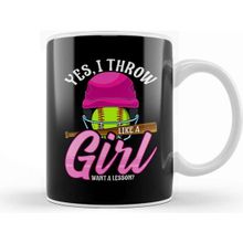 Baskı Dükkanı Funny Yes, I Throw Like A Girl Want A Lesson Kupa