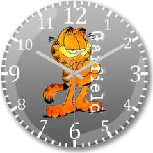 Baskı Dükkanı Garfield Bombeli Gerçek Cam Duvar Saati