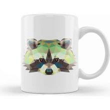 Baskı Dükkanı Geometric Animal Raccoon Kupa