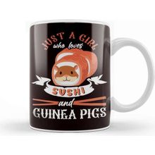 Baskı Dükkanı Girl Who Loves Guinea Pigs Sushi Japan Rodent Fan Kupa Bardak