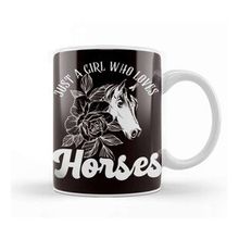 Baskı Dükkanı Girl Who Loves Horses Horse Head Horseshoe Equestrian Sport Kupa Bardak