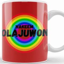 Baskı Dükkanı Hakeem Olajuwon Basketball Gifts Vintage Retro Rainbow Quotes For Boys And Dad Kupa
