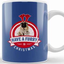 Baskı Dükkanı Have A Furry Christmas Pug And Cat Kupa
