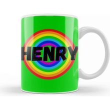 Baskı Dükkanı Henry Name Custom Design Vintage Retro Rainbow Style Gift Baby Gift For Him Kupa