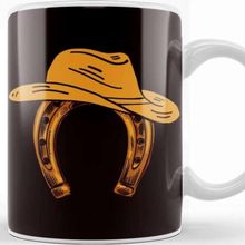 Baskı Dükkanı Horseshoe Cowboy Hat Horse Riding Equestrian Sport Saddle Kupa