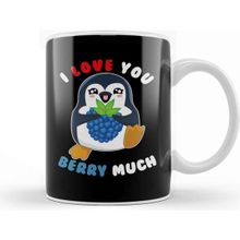 Baskı Dükkanı I Love You Berry Much Cute Penguin I Love You Pun Kupa