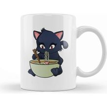 Baskı Dükkanı Kawaii Cat Ramen Anime Kitty Kupa