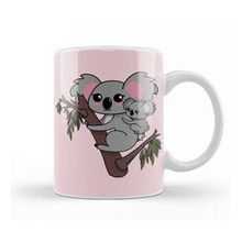 Baskı Dükkanı Kawaii Koalas Mother And Baby Mothers Day Porselen Beyaz Kupa Bardak