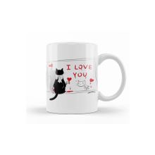 Baskı Dükkanı KB10999 Kedi Cat Love Porselen Kupa Bardak