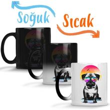Baskı Dükkanı KB1162 Summer Pug Gözlüklü Pug Köpek Porselen Kupa Bardak